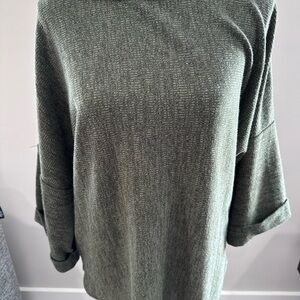 Max Studio Olive Green Ribbed Crewneck Top